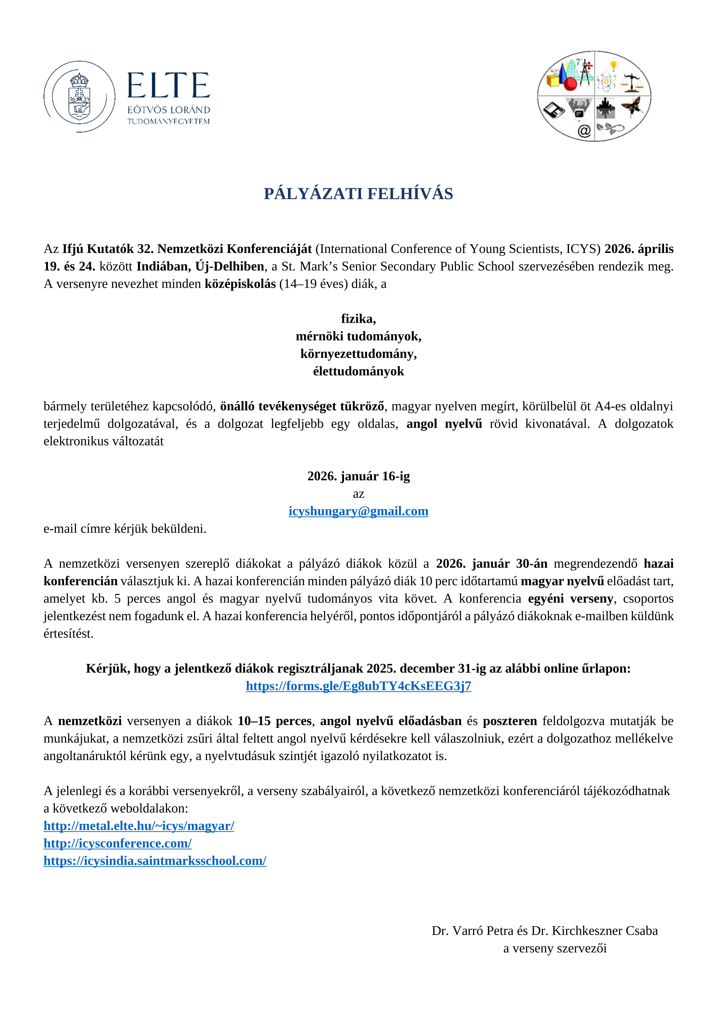 Pályázati felhívás